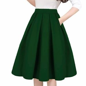 A line vintage style midi skirt green size L